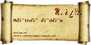Máthé Ádám névjegykártya