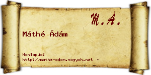 Máthé Ádám névjegykártya